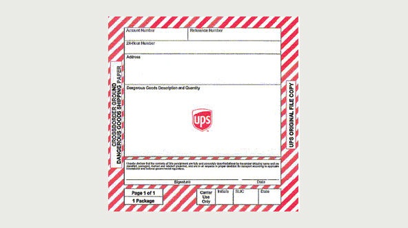 UPS Crossborder Ground Dangerous Goods Shipping Paper